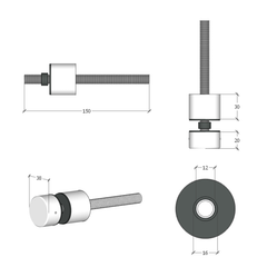 BF10003830B – Glass Anchor 38mm Diameter x 30mm Spacer BLK – supplier gallery view 3