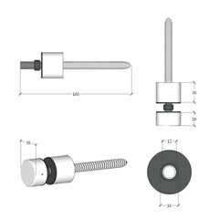 BF10003830TS – Glass Anchor 38mm Diameter x 30mm Spacer Timber Fix SSS – supplier gallery view 3