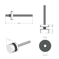 BF10005010S – Glass Anchor 50mm Diameter x 10mm Spacer SSS – supplier gallery view 3