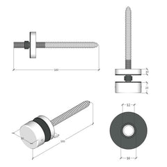 BF10005010TS – Glass Anchor 50mm Diameter x 10mm Spacer Timber Fix SSS – supplier gallery view 3