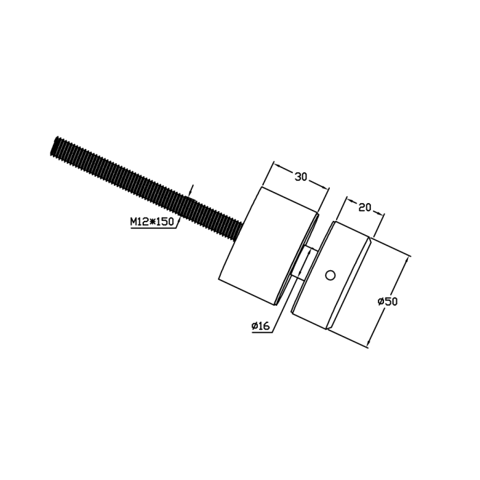 BF10005030MW – GLASS ANCHOR 50MM DIAMETER X 30MM SPACER MATTE WHITE – supplier gallery view 2