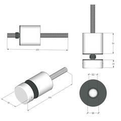 BF10005050BB – Glass Anchor 50mm Diameter x 50mm Spacer Brushed Brass – supplier gallery view 2