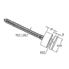 BF11503830TB – Glass Anchor Slimline 38mm Diameter x 30mm Spacer Timber Fix BLK – supplier gallery view 3