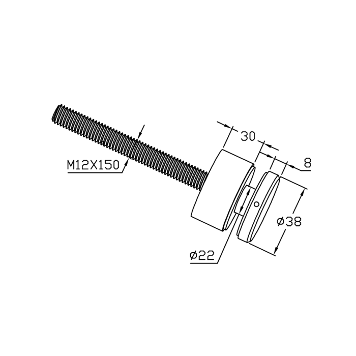 BF11503830S – Glass Anchor Slimline 38mm Diameter x 30mm Spacer SSS – supplier gallery view 3