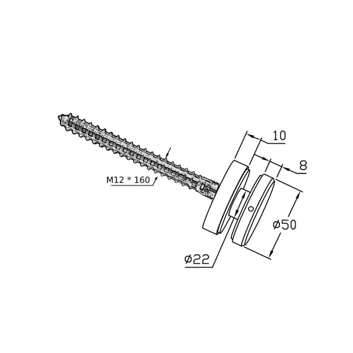 BF11505010TB – Glass Anchor Slimline 50mm Diameter x 10mm Spacer TIMBER FIX BLK – supplier gallery view 2