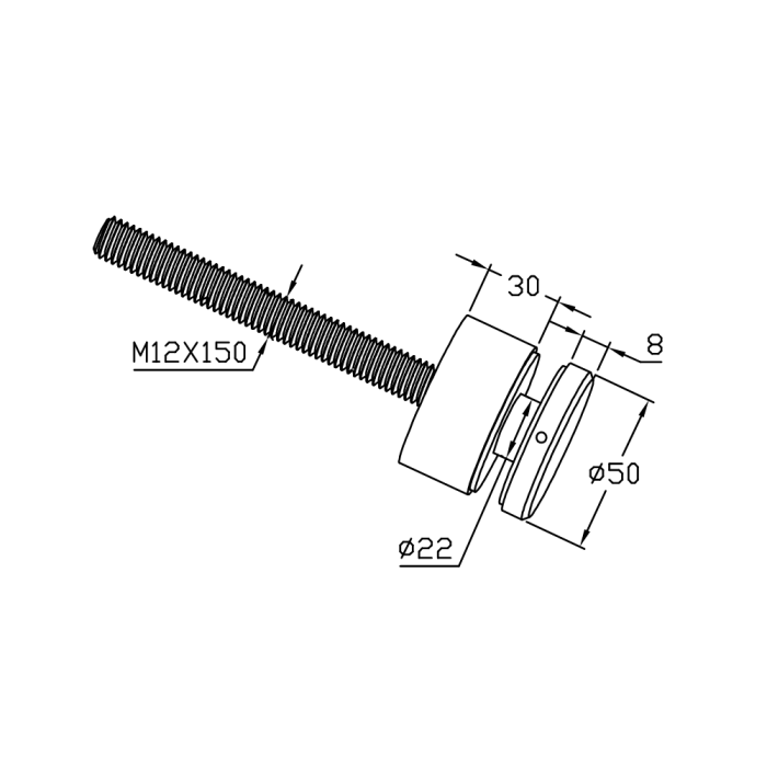 BF11505030S – Glass Anchor Slimline 50mm Diameter x 30mm Spacer SSS – supplier gallery view 3