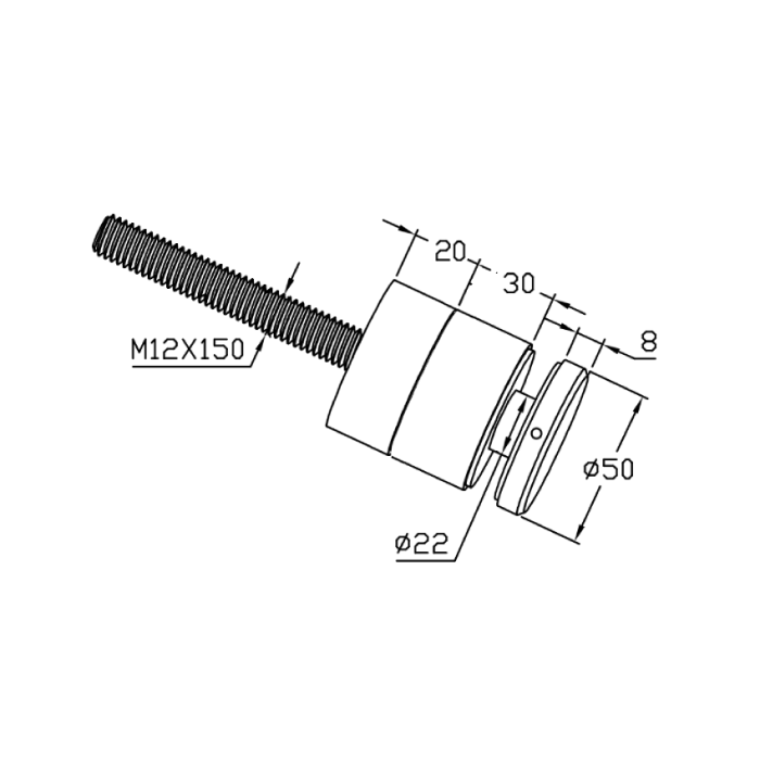 BF11505050S – Glass Anchor Slimline 50mm Diameter x 50mm Spacer SSS – supplier gallery view 2