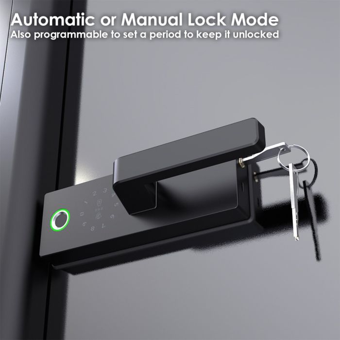 FHFEGLHDLG6A – Biometric Frameless Glass Office Door Handle Smart Lock H1 WiFi – supplier gallery view 5