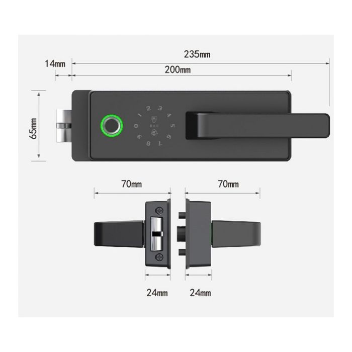 FHFEGLHDLG6A – Biometric Frameless Glass Office Door Handle Smart Lock H1 WiFi – supplier gallery view 6