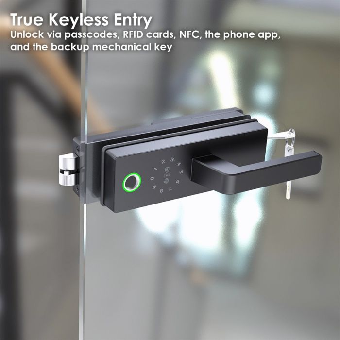 FHFEGLHDLG6A – Biometric Frameless Glass Office Door Handle Smart Lock H1 WiFi – supplier gallery view 4