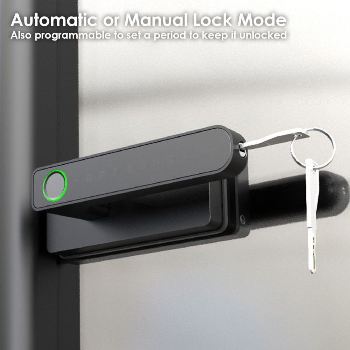 FHFEGLHDLG7A – Biometric Frameless Glass Office Door Handle Smart Lock H2 Bluetooth – supplier gallery view 4
