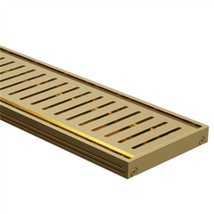 Drainlab - Linear Drain Slotted Grate - 3600mmL x 15mmH - Gold / Brushed Brass
