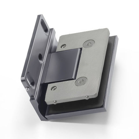 Forge Frameless Shower Hinge Heavy Duty Adjustable Glass to Wall L-Shape 90 Degrees - Gunmetal Grey