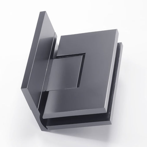 Forge Frameless Shower Hinge Heavy Duty Adjustable Glass to Wall L-Shape 90 Degrees - Gunmetal Grey