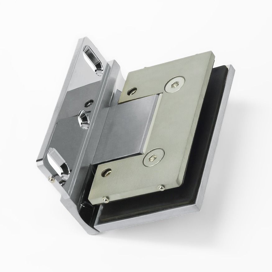 Forge Frameless Shower Hinge Heavy Duty Adjustable Glass to Wall L-Shape 90 Degrees - Satin Chrome