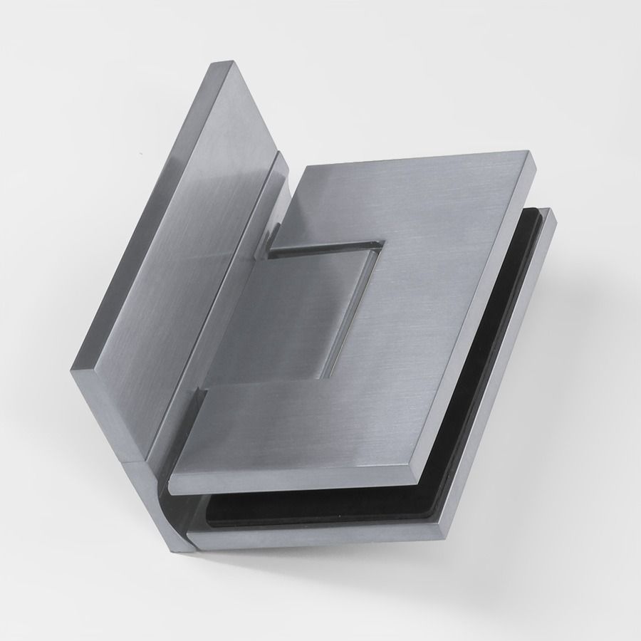 Forge Frameless Shower Hinge Heavy Duty Adjustable Glass to Wall L-Shape 90 Degrees - Satin Chrome