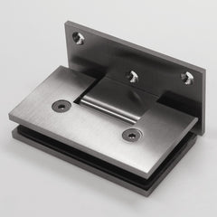 FORGE SHOWER HINGE - HEAVY DUTY - GLASS TO WALL - L-SHAPE - 90 Degrees - BRUSHED GUNMETAL
