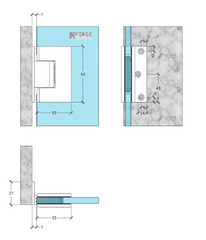 FORGE Shower Hinge Glass to Wall L-Shape 90 Degree with One Way Door Stopper Brushed Rose Gold / Copper