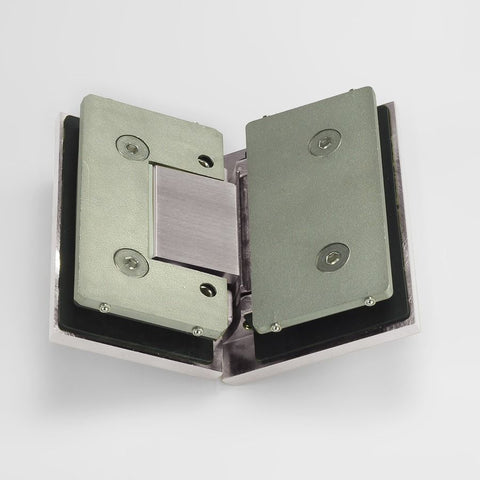 Forge Frameless Shower Hinge Heavy Duty Adjustable Glass to Glass 135 Degrees - Brushed Nickel