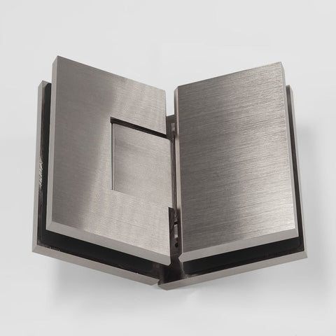 Forge Frameless Shower Hinge Heavy Duty Adjustable Glass to Glass 135 Degrees - Brushed Nickel