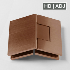 Forge Frameless Shower Hinge Heavy Duty Adjustable Glass to Glass 135 Degrees - Brushed Rose Gold