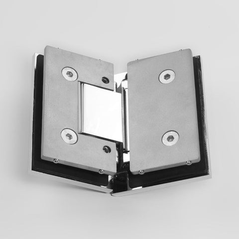 Forge Frameless Shower Hinge Heavy Duty Adjustable Glass to Glass 135 Degrees - Chrome