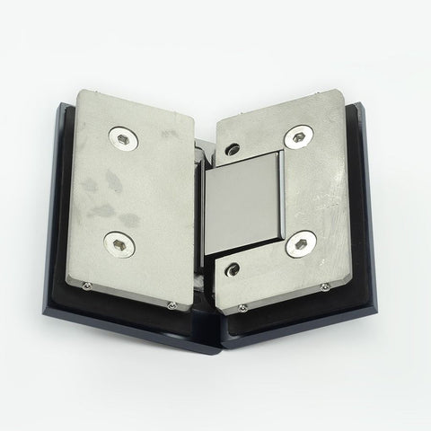 Forge Frameless Shower Hinge Heavy Duty Adjustable Glass to Glass 135 Degrees - Gunmetal Grey