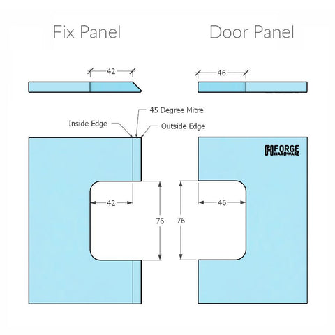 Forge Frameless Shower Hinge Heavy Duty Adjustable Glass to Glass 135 Degrees - Gunmetal Grey