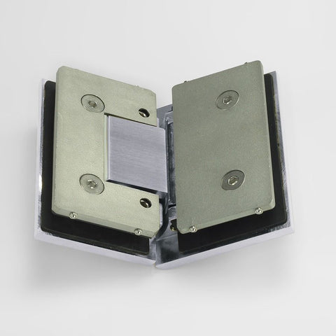Forge Frameless Shower Hinge Heavy Duty Adjustable Glass to Glass 135 Degrees - Satin Chrome