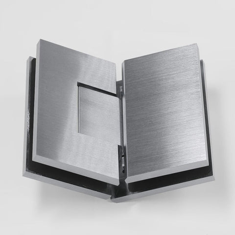 Forge Frameless Shower Hinge Heavy Duty Adjustable Glass to Glass 135 Degrees - Satin Chrome
