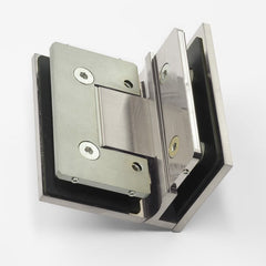 Forge Frameless Shower Hinge Heavy Duty Adjustable Glass to Glass 90 Degrees - Brushed Nickel