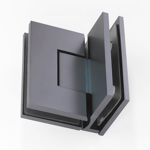 Forge Frameless Shower Hinge Heavy Duty Adjustable Glass to Glass 90 Degrees - Gunmetal Grey