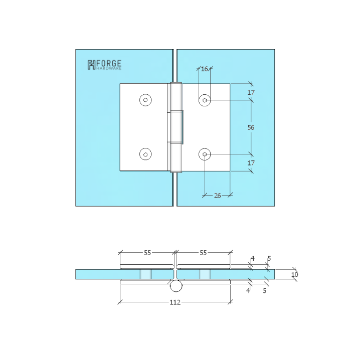 ES2BFW – FORGE Shower Hinge Glass to Glass Bifold White – supplier gallery view 3