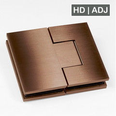 Forge Frameless Shower Hinge Heavy Duty Adjustable Glass to Glass 180 Degrees - Brushed Rose Gold