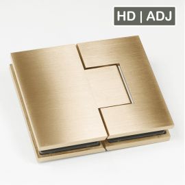 FORGE Shower Hinge Heavy Duty Adjustable Glass to Glass 180 Degree Raw Brushed Brass