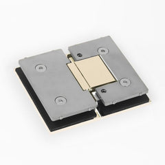ES2HDAJRPB – FORGE Shower Hinge Heavy Duty Adjustable Glass to Glass 180 Degree Raw Polished Brass – supplier gallery view 2