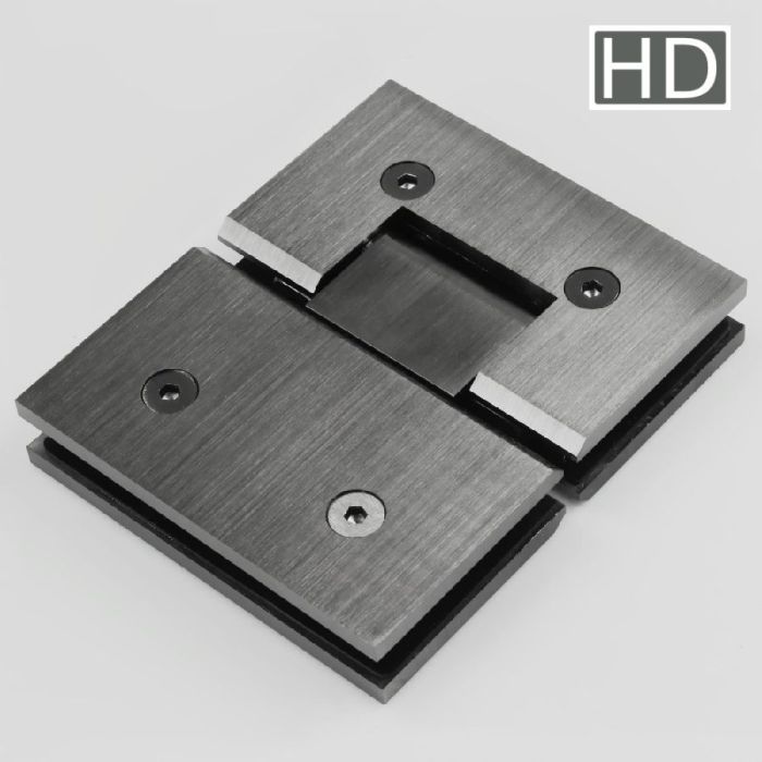 ES2HDBGM – FORGE Shower Hinge Heavy Duty Glass to Glass 180 Degree Brushed Gunmetal – supplier gallery view 2