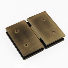 FORGE Shower Hinge Glass to Glass 180 Degree with One Way Door Stopper Antique Brass