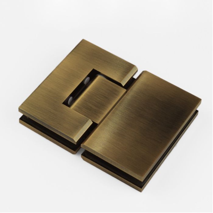 ES2OWAS – FORGE Shower Hinge Glass to Glass 180 Degree with One Way Door Stopper Antique Brass – supplier gallery view 2
