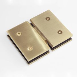 FORGE Shower Hinge Glass to Glass 180 Degree with One Way Door Stopper Brushed Brass