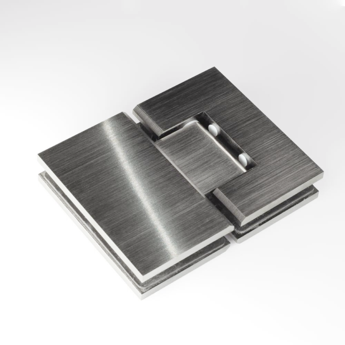 ES2OWBGM – FORGE Shower Hinge Glass to Glass 180 Degree with One Way Door Stopper Brushed Gunmetal – supplier gallery view 2