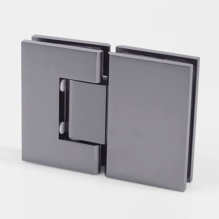 ES2OWGM – FORGE Shower Hinge Glass to Glass 180 Degree with One Way Door Stopper Gunmetal – supplier gallery view 2