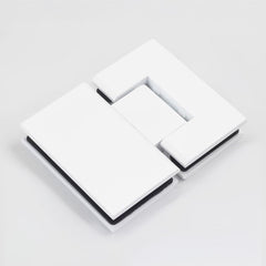 ES2OWMW – FORGE Shower Hinge Glass to Glass 180 Degree with One Way Door Stopper Matt White – supplier gallery view 2
