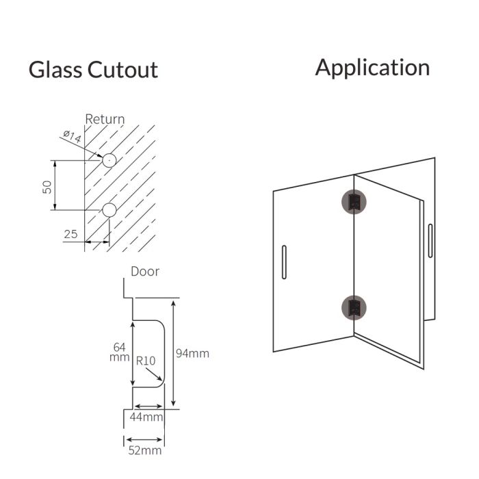 ES3GM – FORGE Shower Hinge Glass to Glass Back to Back Gunmetal – supplier gallery view 4