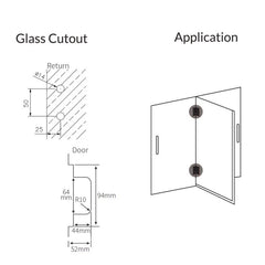 ES3GM – FORGE Shower Hinge Glass to Glass Back to Back Gunmetal – supplier gallery view 4