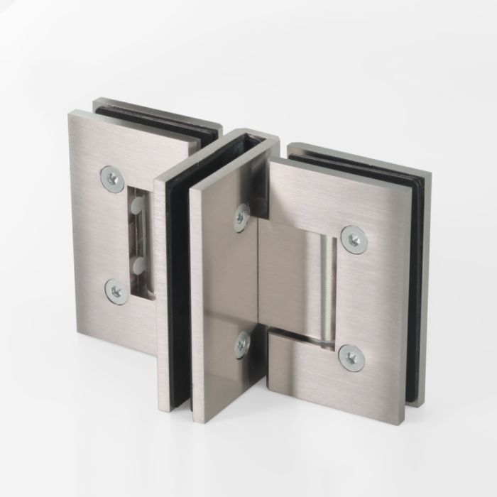 ES3BN – FORGE Shower Hinge Glass to Glass Back to Back Brushed Nickel – supplier gallery view 2
