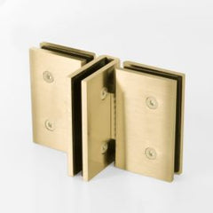 FORGE Shower Hinge Glass to Glass Back to Back with One Way Door Stopper Brushed Brass