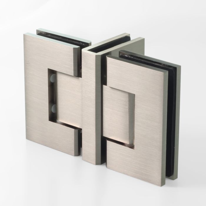 ES3OWBN – FORGE Shower Hinge Glass to Glass Back to Back with One Way Door Stopper Brushed Nickel – supplier gallery view 2