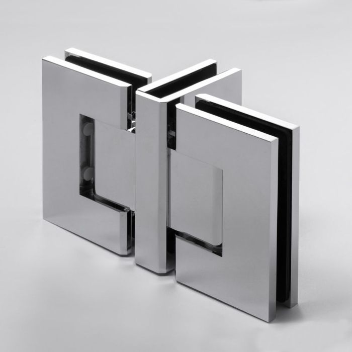 ES3OWC – FORGE Shower Hinge Glass to Glass Back to Back with One Way Door Stopper Chrome – supplier gallery view 2