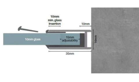 Brushed Nickel 10mm Frameless Sliding Shower Screen, Highest Quality, Up to 1940mm wide - Extended Channel Fit